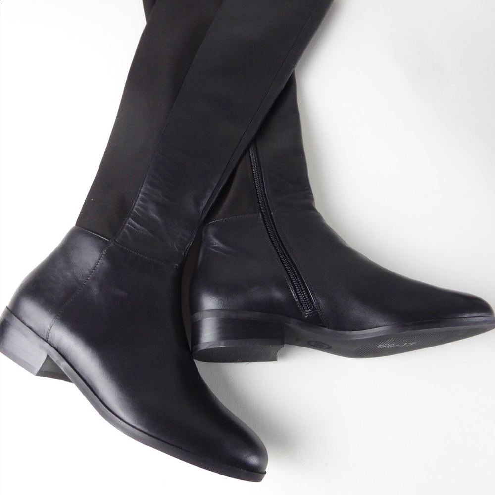 Michael Kors Bromley Black Leather Riding Boots Interior Zipper NWT
